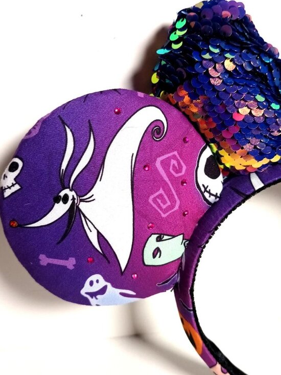 Custom Nightmare Before Christmas Minnie Ears Headband Purple Jack Skellington main image 4